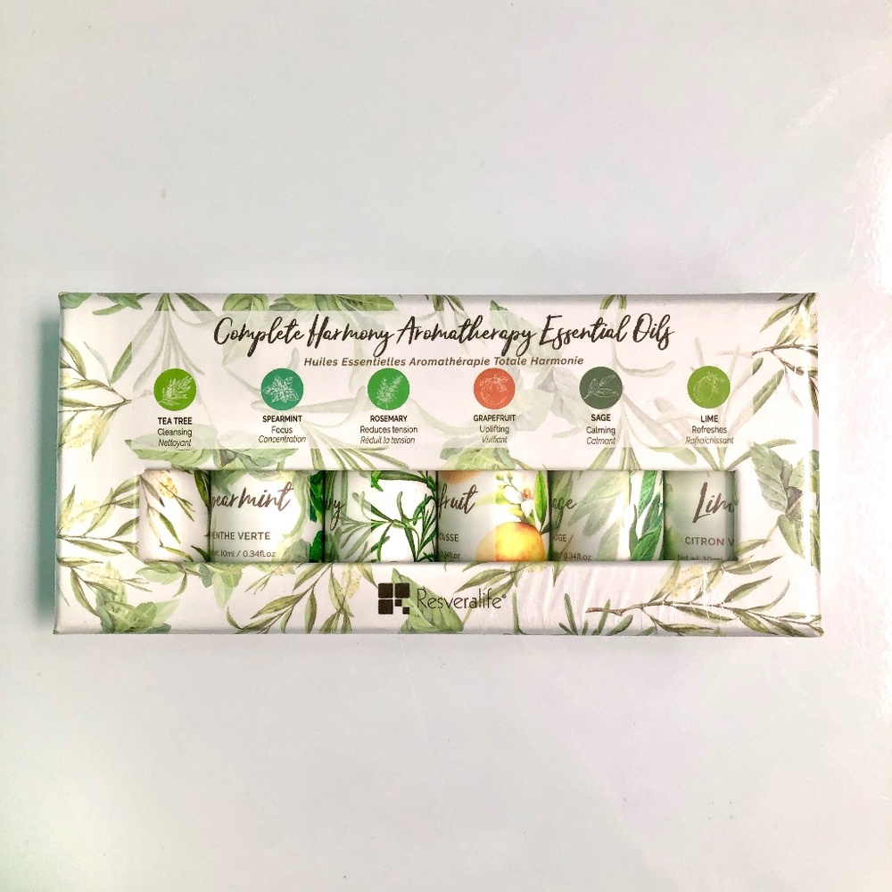 NWOT Essential Oils RESVERALIFE Complete Harmony Aromatherapy Set of 6!